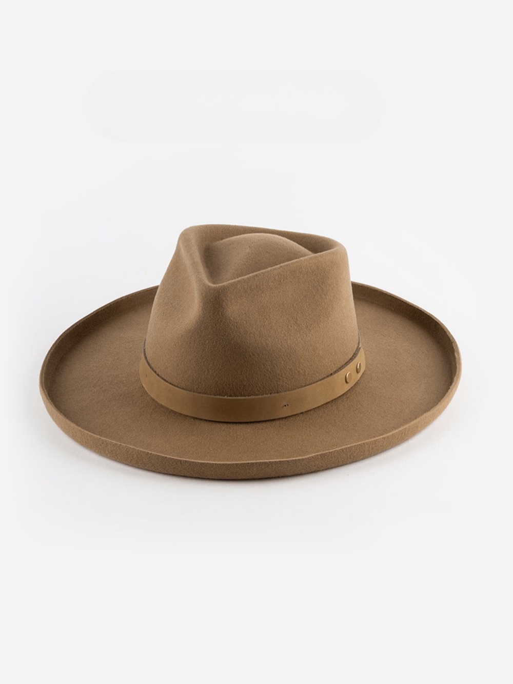 Gigi pip LUCA PENCIL BRIM TEARDROP FEDORA - TAN BLEMISHED - Picture 2 of 5